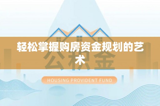 望奎轻松掌握购房资金规划的艺术
